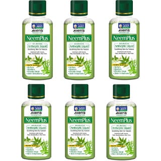 Neem Plus Anti Septic Liquid (100 ml x 6 packs) - Helpful for Skin itches, rashes and irritations