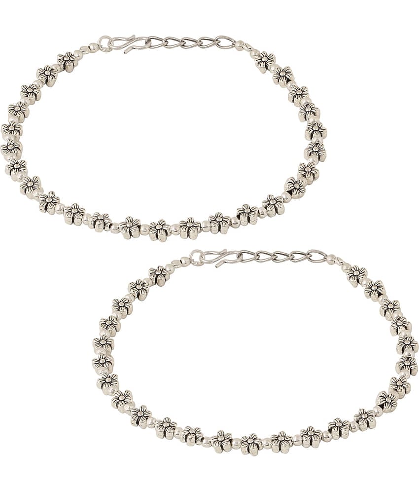 VIRAASI - Silver Anklets ( Pack of 2 )