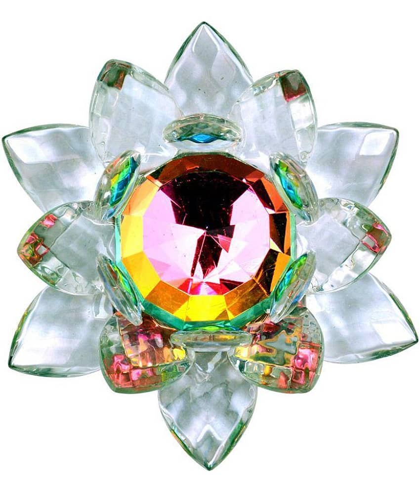 S.S Collection White Glass Big Crystal Lotus
