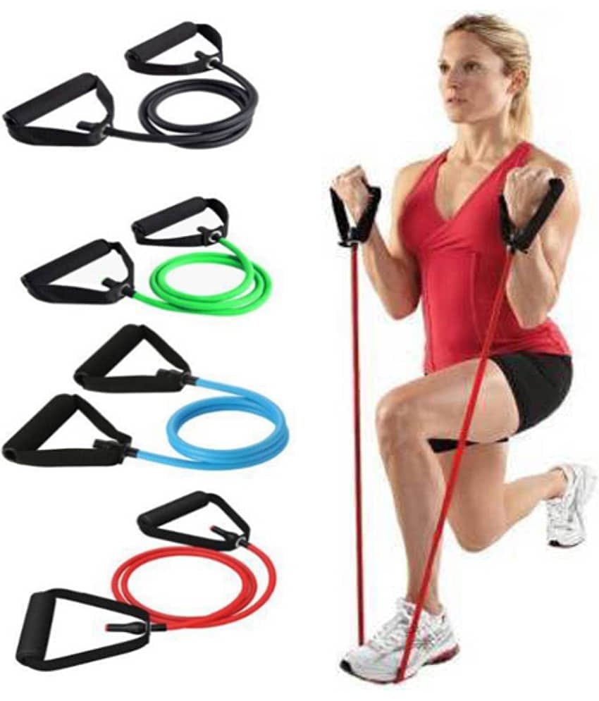 Single Resistance Tube Exercise Bands for Stretching, Workout, and Toning for Men, and Women (Multicolour)