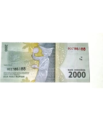 INDONESIA 2000 RUPIAH WITH STARTING HOLY AND FANCY NUMBER,,786XXX,,IN GEM UNC CONDITION