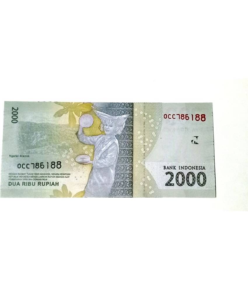 INDONESIA 2000 RUPIAH WITH STARTING HOLY AND FANCY NUMBER,,786XXX,,IN GEM UNC CONDITION