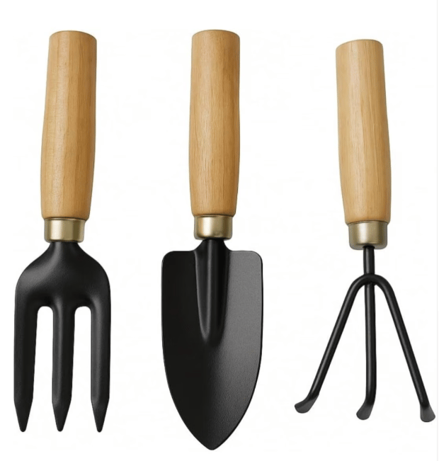 Villwin Gardening Tools kit for Home Hand Cultivator Hand Trowel Garden Fork Gardening Set with Smooth Finish, Durable and Sturdy Wooden Handles with Rust Free Material Set of 3pcs
