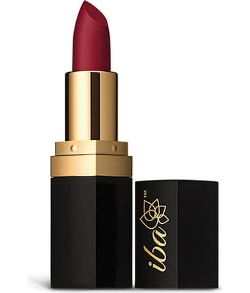 Iba Pure Lips Long Stay Matte Lipstick M08 Burgundy Red, 4g , Highly Pigmentated , Long Lasting, (Pack of 1)