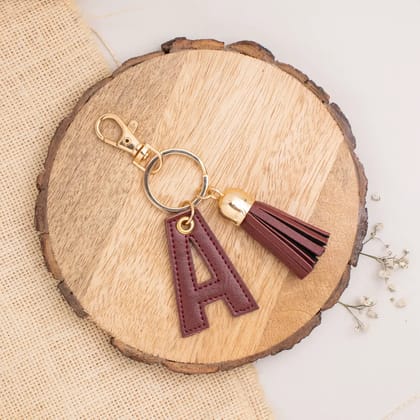 PERSONALISED LETTER KEYCHAIN - MAROON-Maroon