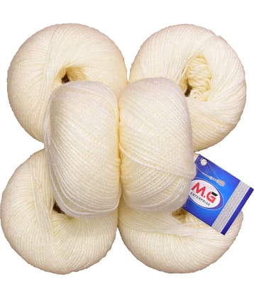 100% Acrylic Wool Cream (6 pc) Baby Soft Wool Ball Hand Knitting Wool/Art Craft Soft Fingering Crochet Hook Yarn, Needle Knitting Yarn Thread Dyed