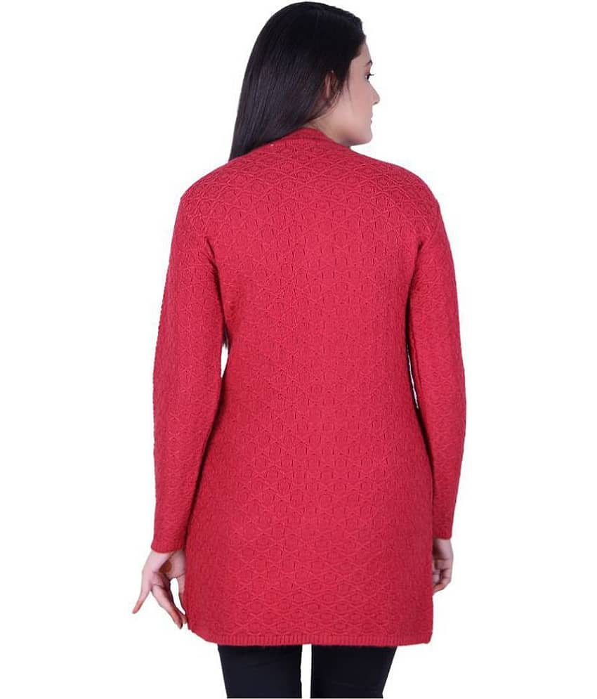 Ogarti Acrylic Round Neck Women's Cardigans Dress - Red ( Single )