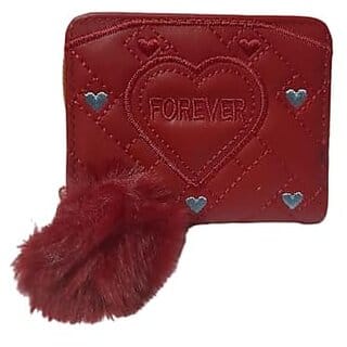 Girl'S Fashion Card Coin Holder Ladies Small Metal Purse Women'S Wallet (Maroon)