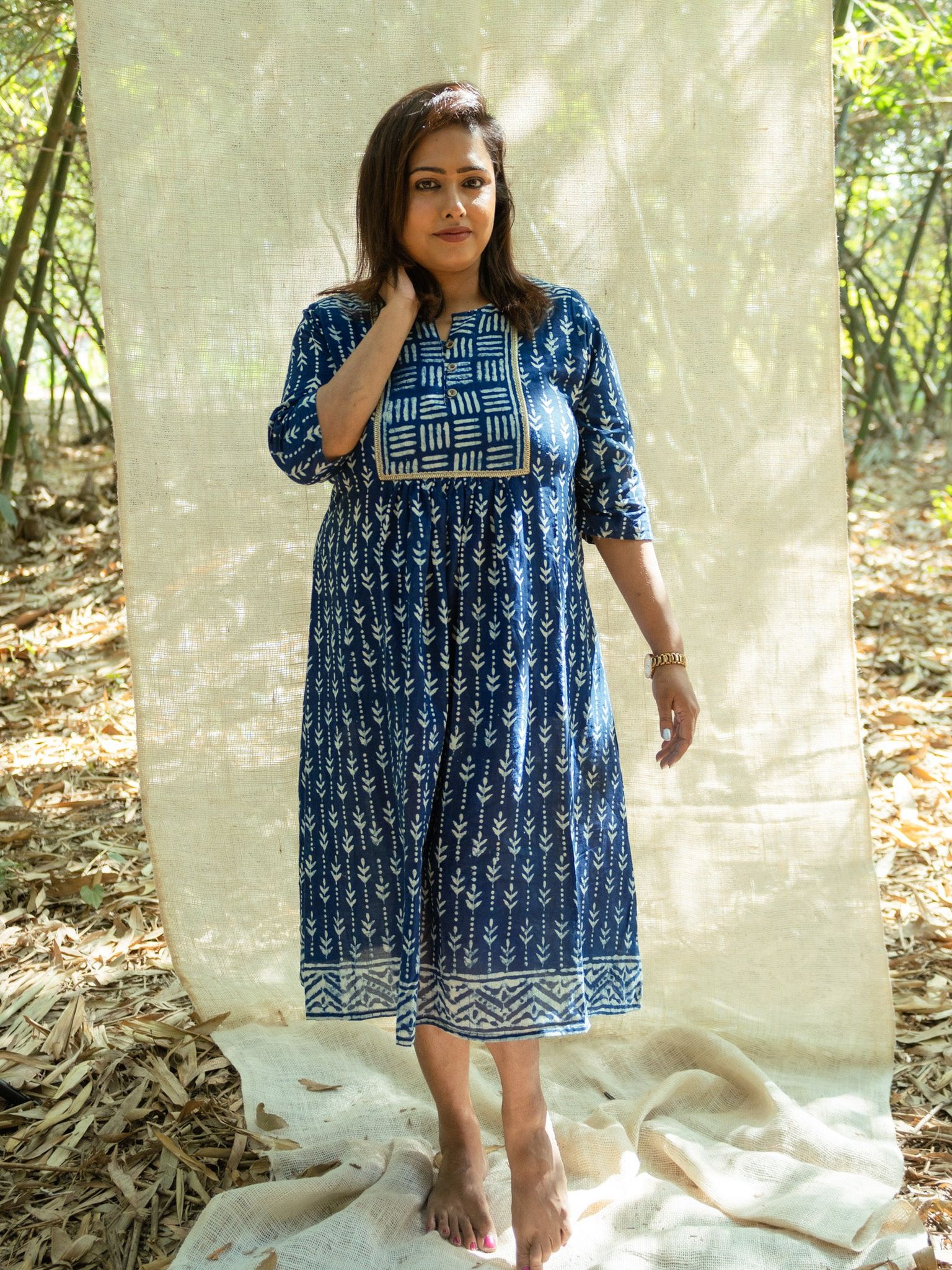 Print A-Line Dress-L