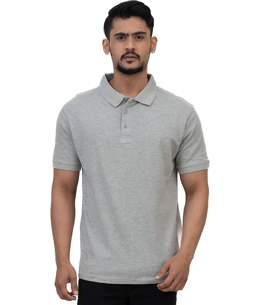 Cotstyle Pack of 1 Cotton Blend Regular Fit Self Design Half Sleeves Men's Polo T Shirt ( Grey )