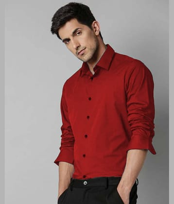 Eviqe Cotton Blend Regular Fit Solids Full Sleeves Men's Casual Shirt - Red ( Pack of 1 )