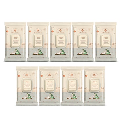 Baby Forest Mulmul Baby Wipes, Ultra-soft, Water-based, 3X thicker and softer wipes 72 Wipes, Pack of 9