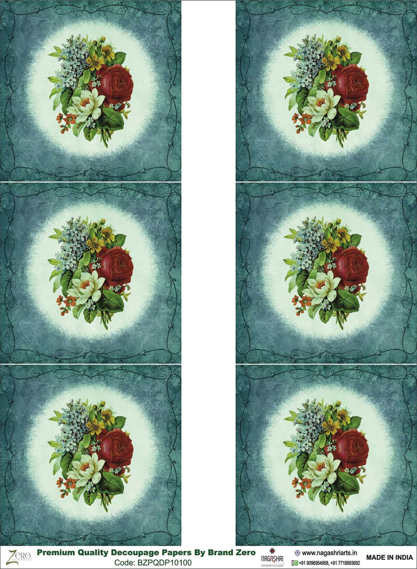 Brand Zero Premium Quality Decoupage Paper Pack of Two - Design Code: BZPQDP10100