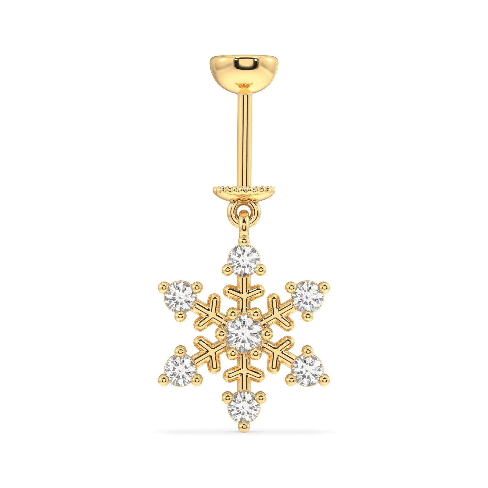 'Ice on ear' Snowflake - screw Helix Hanging - 14k plated-Screw attachment