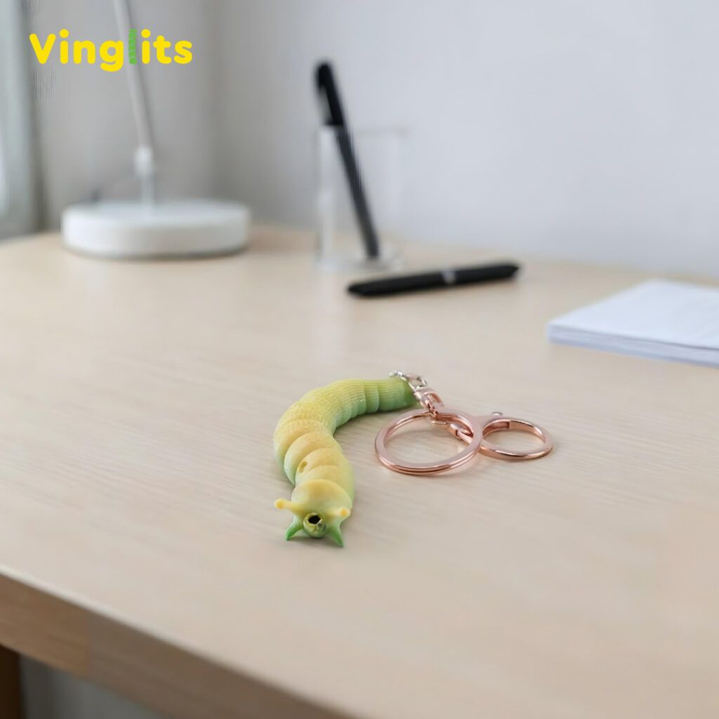 Vinglits Bugsy & Scaly 3D Printed Keychains – Articulated Animal Toys, Pocket-Friendly Keyrings, Stress Relief Desk Toys for Kids & Adults, Collectible Accessories (Slug - Slurpy, Medium)