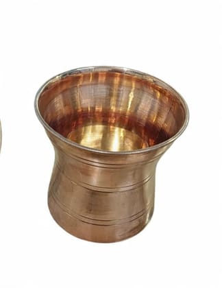 Brown Traditional Pure Copper Water Glass, Handcrafted Tamba Glass For Pooja