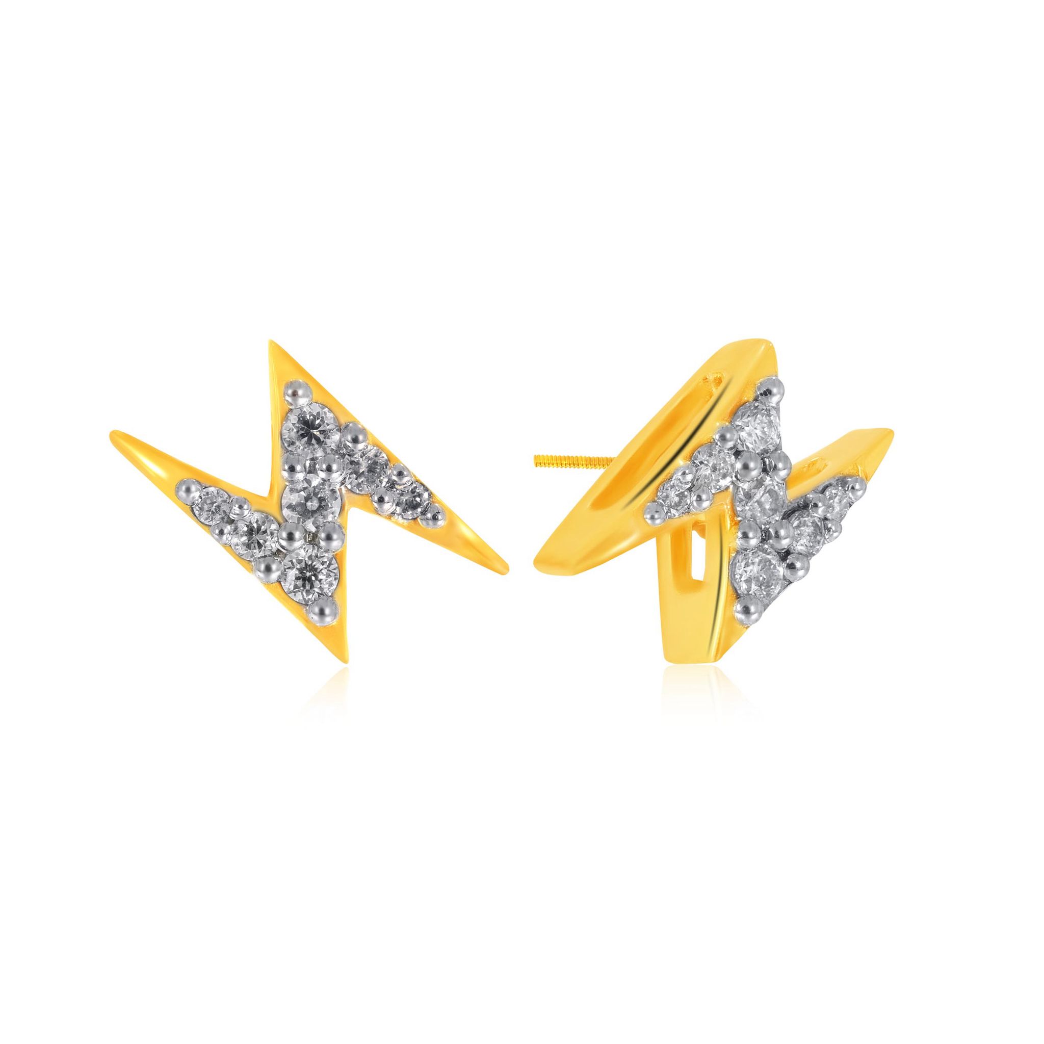 Senco Gold Thunder Elle Diamond Studs (1.9 gram / 0.12 Ct / HI-SI / 18K Yellow Gold)