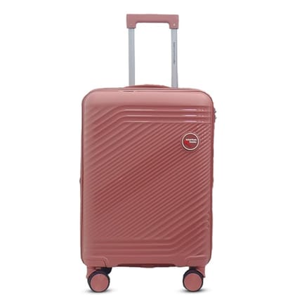 AMERICAN TRAVELLER Tourisalined Trolley Bag| Polypropylene Hard Shell Luggage | Waterproof & Expandable Suitcase for Travel | 8 Smooth Spinner Wheels | Durable Travel Trolley Bag Set (20, Rose Gold)