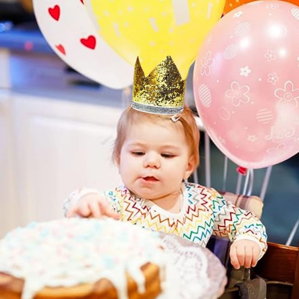 Kids Crown Gold Cap w/Pull Elastic & Customizable