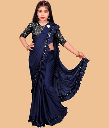 JULEE Lycra Saree For Girls ( Purple , Pack of 1 )