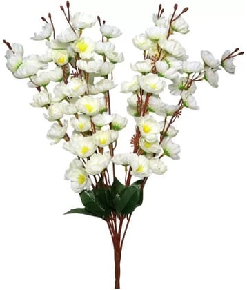 fns store Orchids White Artificial Flowers Bunch - Pack of 1