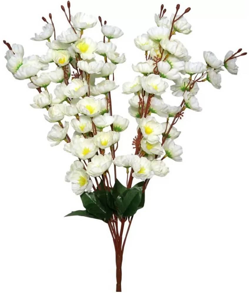 fns store Orchids White Artificial Flowers Bunch - Pack of 1