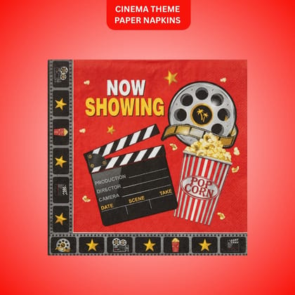 Cinema Theme Paper Napkins - Pack of 20 For Movie night