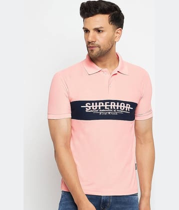 First Krush Pack of 1 Cotton Regular Fit Printed Half Sleeves Men's Polo T Shirt ( Peach )