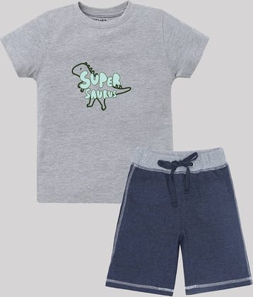ETCHED DESIGN Pack of 1 Boys Cotton T-Shirt & Shorts Set ( Multicolor )