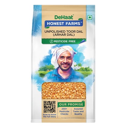 Dehaat Honest Farms Pesticide Free Unpolished Toor Dal (Arhar Dal) 1 Kg