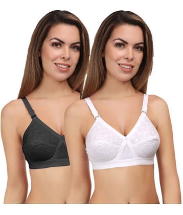 Eve's Beauty Pack of 2 Poly Cotton Non Padded Women's Vintage Bra ( Multi Color )
