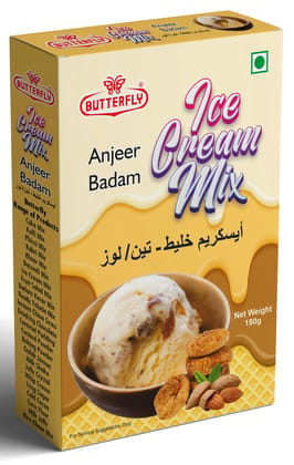 Butterfly Instant Ice Cream Mix, 150 Grams (Anjeer Badam)  by Butterfly Dessert Mixes and Bakery Needs.
