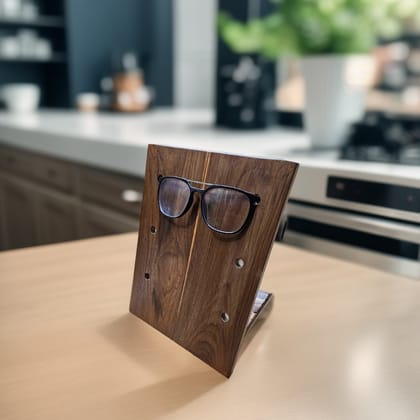 Wooden Specs Stand Spectacle Holder for Office & Home Desk in Teak Brown
