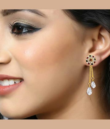 VIVASTRI Golden Drop Earrings ( Pack of 2 )