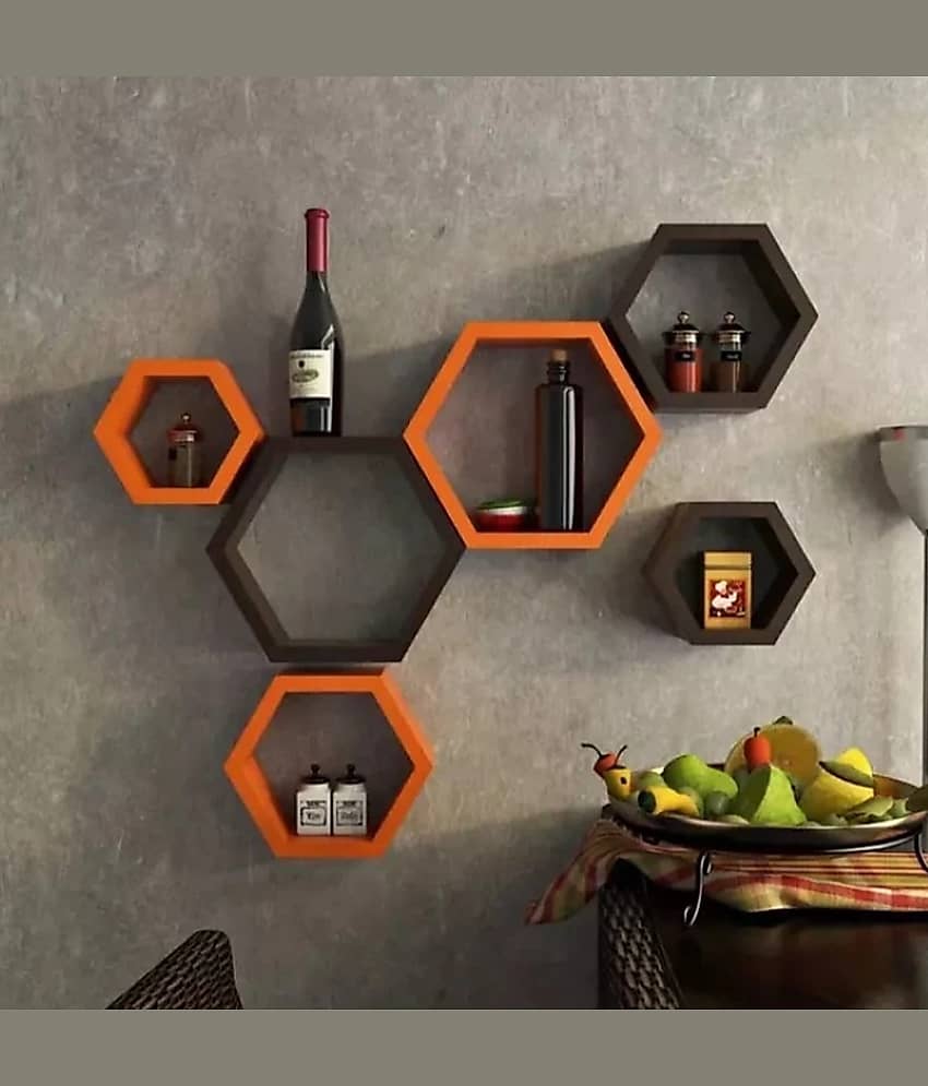 TFS Floating Shelves Orange MDF - Pack of 6