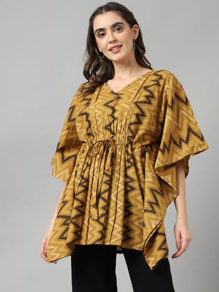 Beautiful Cotton Chevron Print Kaftan Top-XS