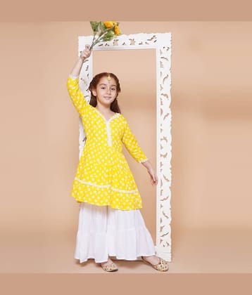 Arshia Fashions Girls Cotton Blend Kurta and Sharara Set ( Pack of 1 , Yellow )