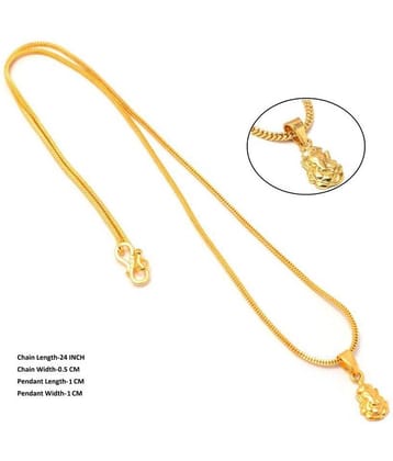 Jewar Mandi Pendant with Chain Ganesh Ji, Ganpati Maharaj Design Gold Plated Jewelry for Men-Women & Boys-Girls 8523
