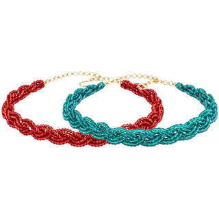 Hydro Crystal beads Chain ,Turquoise Blue and Light Red ,2 Qty Combo Pack