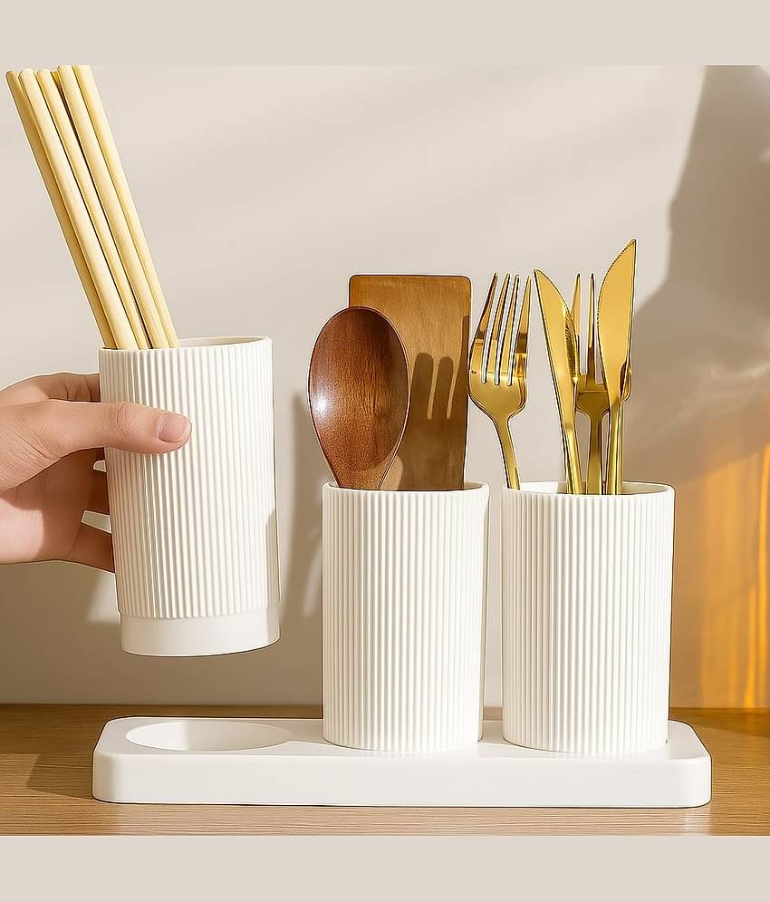 MAGICSPOON Kitchen Organizer - Plastic Self Draining Tableware Storage Box - Spoon, Knife, Fork, Chopstick, Cutlery Holder, Organizer Stand for Kitchen, Dining Table