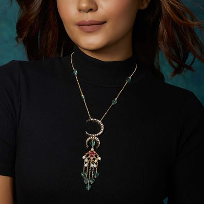 Kundan Polki Red And Green Long Necklace - JAJBR23N 12