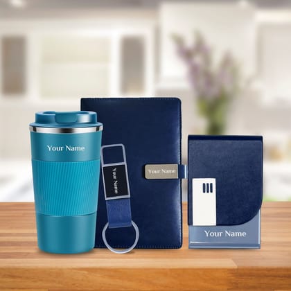 Stylish Personalized Gift Set : Tumbler, Diary, Card Holder & Keychain