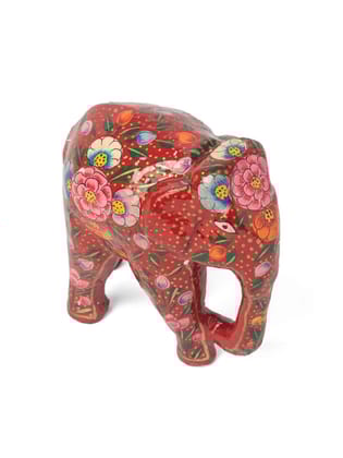 Paper Mache Elephant: Crimson Bloom