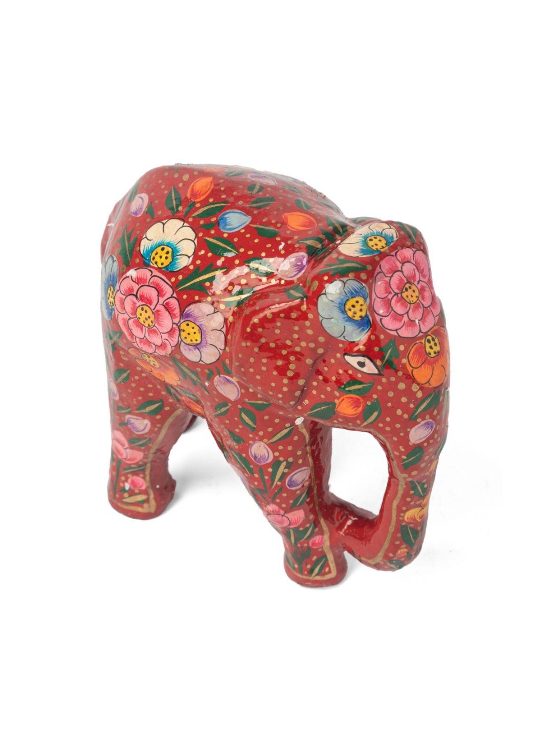 Paper Mache Elephant: Crimson Bloom
