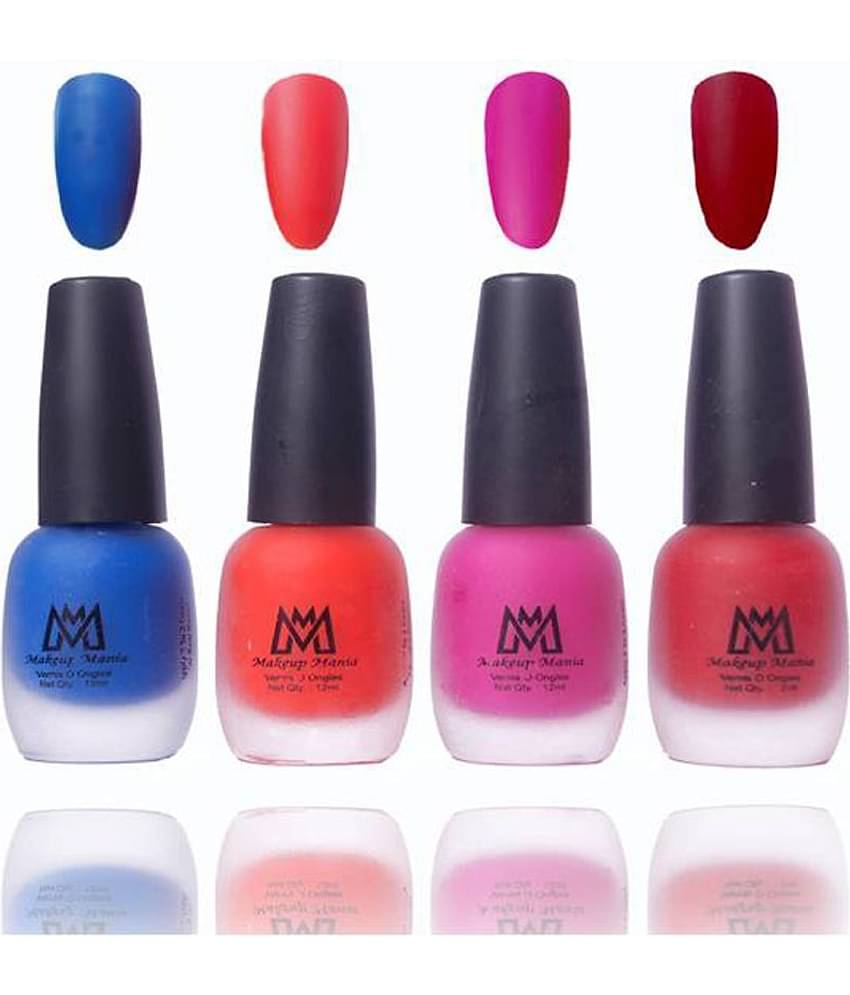 Makeup Mania Velvet Matte Nail Polish Combo Set of 4 Pcs, Nail Polish Set, Multicolor Nail Paint Combo (MM # 18)