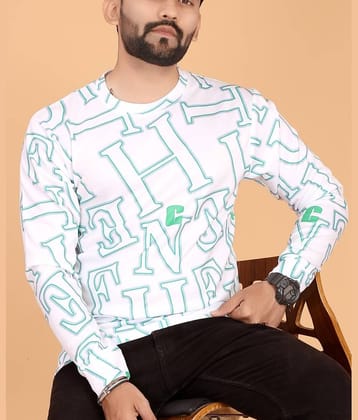FABRIPPLE Polyester Regular Fit Printed Full Sleeves Men's Round T-Shirt - White ( Pack of 1 )