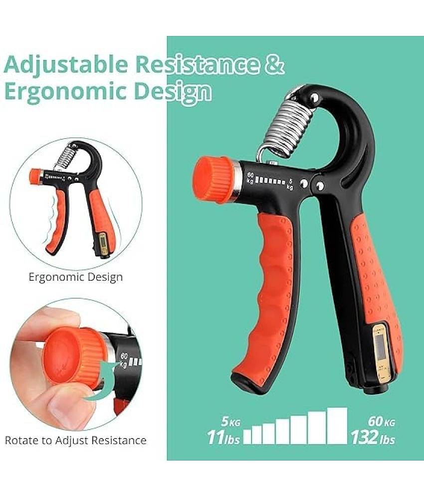 Hand Grip Strength Trainer with Counter, Hand Grip Strengthener with Counter, Adjustable Resistance Non-Slip Gripper, Perfect for Athletes & Hand Exercising (Orange) Pack of 1Pack of 1