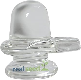Real Seed 100% Pure Sphatik Shivling, A++ Quality Sphatik Shivlingam, Sphatik Shivling Size - 5.7 x 6.2 x 4.7 CMS, Weight - 105 Grams