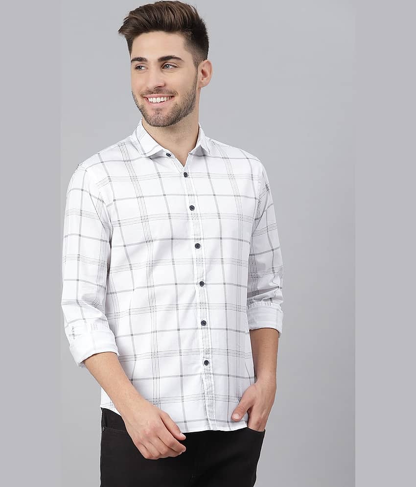 Dennis Lingo - White 100% Cotton Slim Fit Men's Casual Shirt ( Pack of 1 )