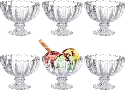 Ice Cream Dessert Bowl | Crystal Glass Dishes | Elegent Bowls for Serving Ice Cream, Pudding & Other Desserts | Ideal for Gifting & Daily use |